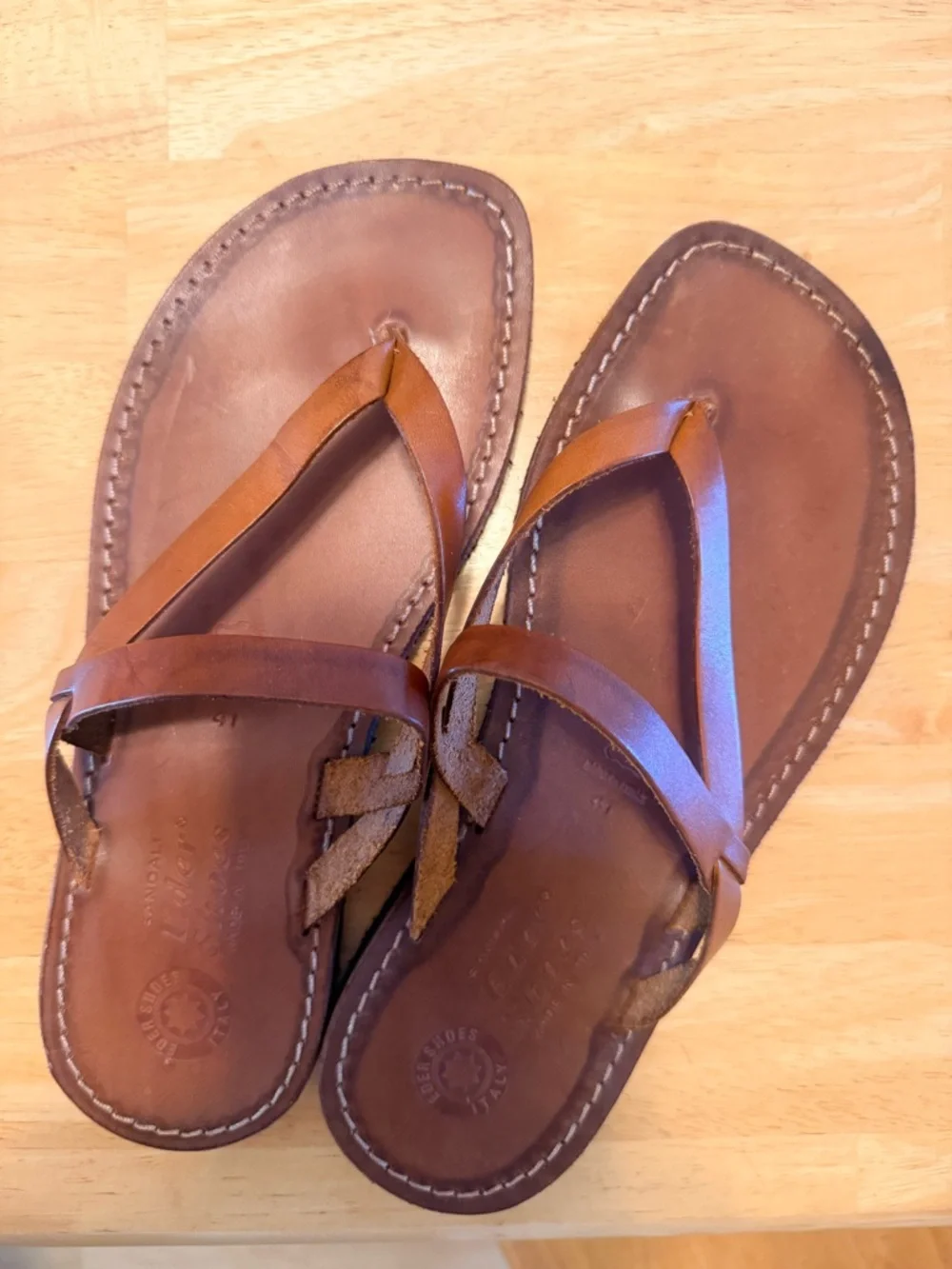 Handcrafted Brown Leather Men's Sandals - Made in Italy - Picture 2 of 4